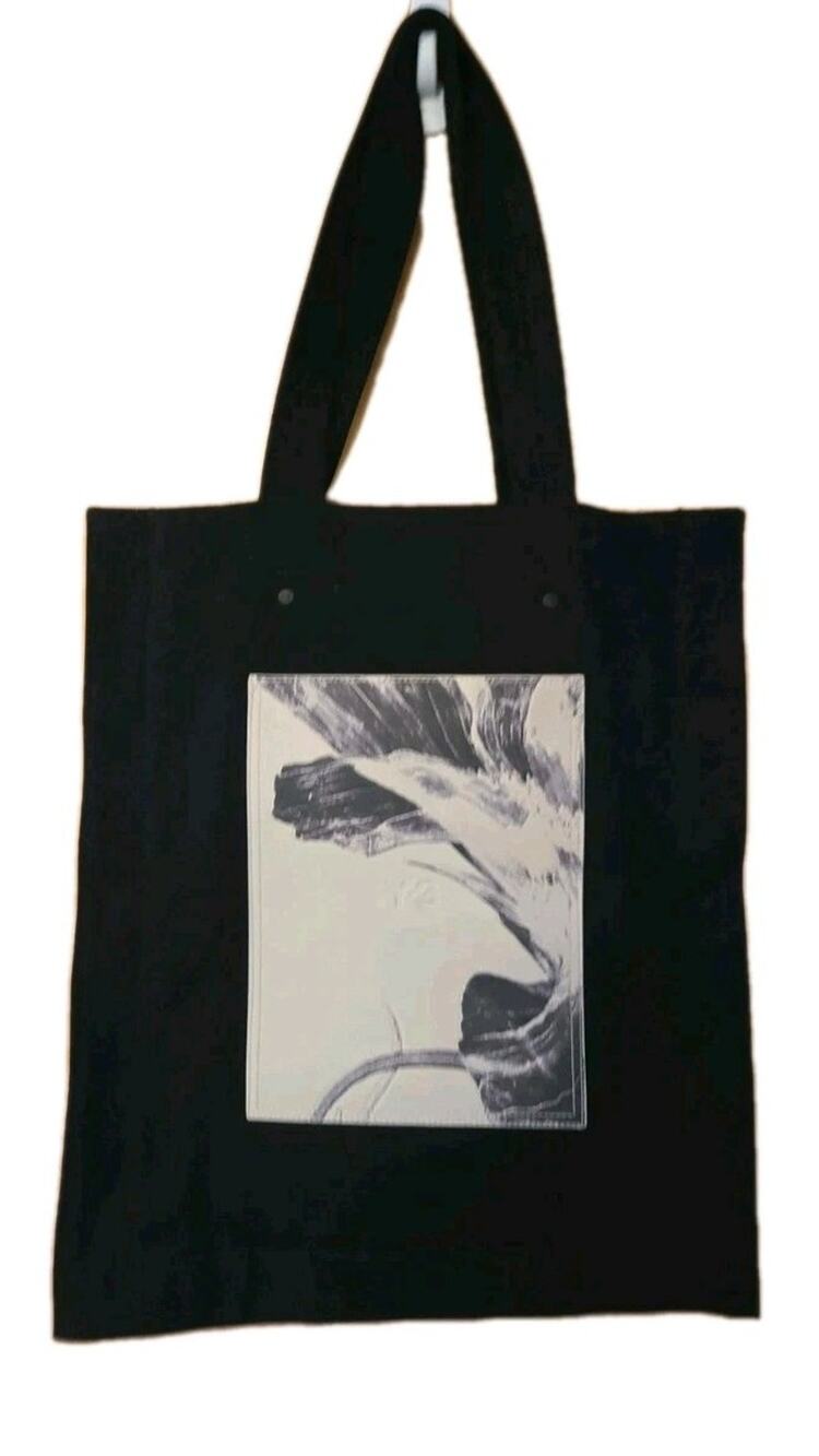 Y-3 Yohji Yamamoto Adidas Canvas Tote Bag Leather Panel Black 18x13